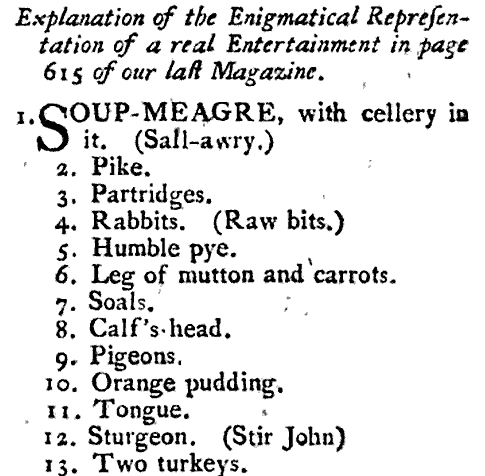 humble pie - Hibernian Magazine - November 1774