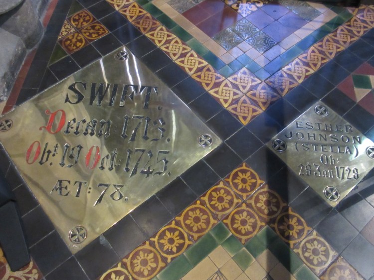 plaques marking the graves of Jonathan Swift and Esther Johnson in St Patrick_s Cathedral, Dublin
