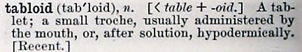 tabloid - Century Dictionary - 1895
