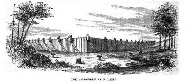 deadline – the prison-pen at Millen – Pictorial History of the Civil War – 1874