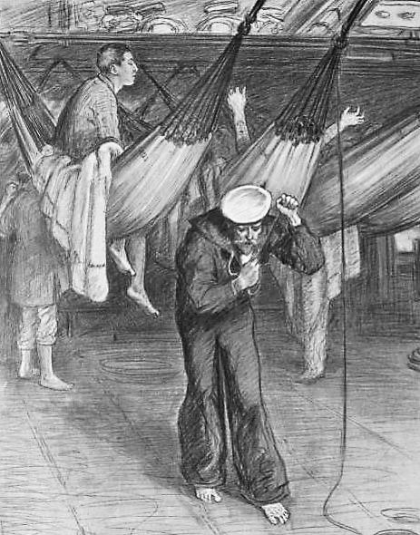 show a leg - how a sailor begins his day_s work - The Sphere - 3 August 1901