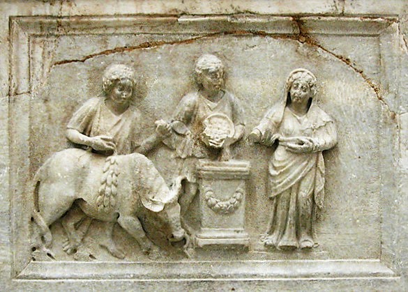 priestess presiding over a sacrifice (Roman - Sanctuary of Diana, Nemi, 200 CE)