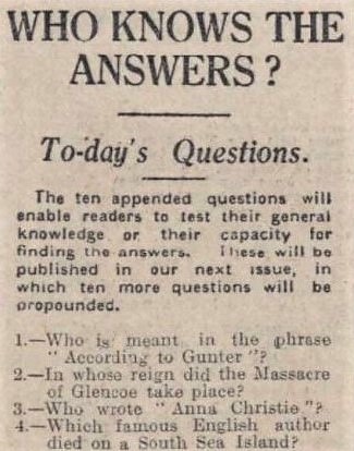according to Gunter - Western Daily Press (Bristol) 14 October 1927