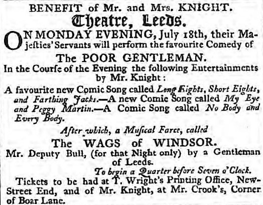 My Eye and Peggy Martin - Leeds Intelligencer - 11 July 1803