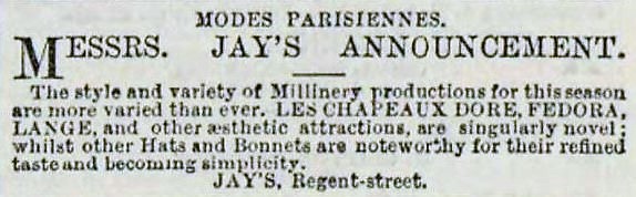 chapeaux Fedora - Illustrated London News - 10 Mar. 1883