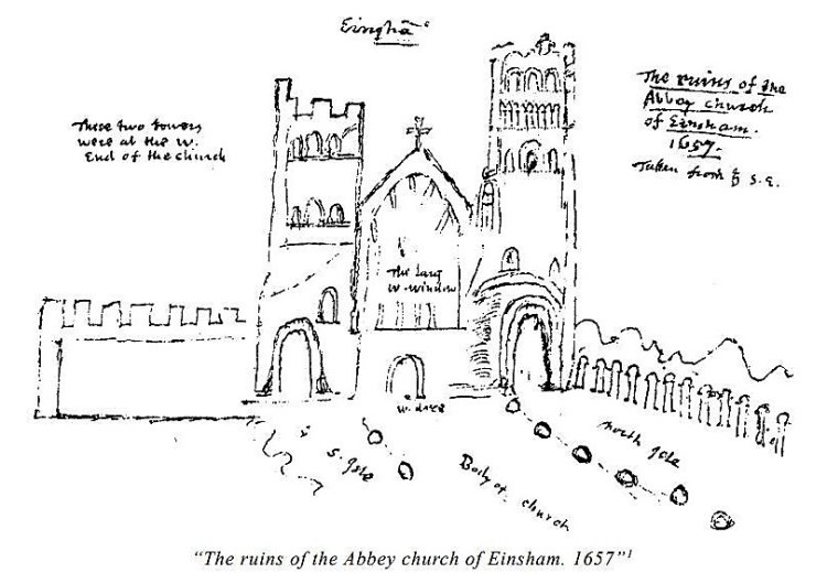 The ruins of the Abbey church of Einsham. 1657