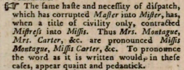 mistress-missis - A Critical Pronouncing Dictionary and Expositor of the English Language (1791)