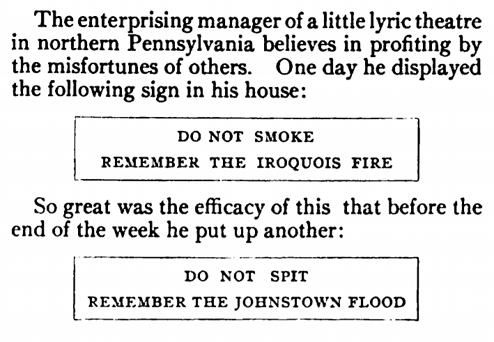 'don't spit, remember the Johnstown flood' - Everybody's Magazine (New York) - July 1908
