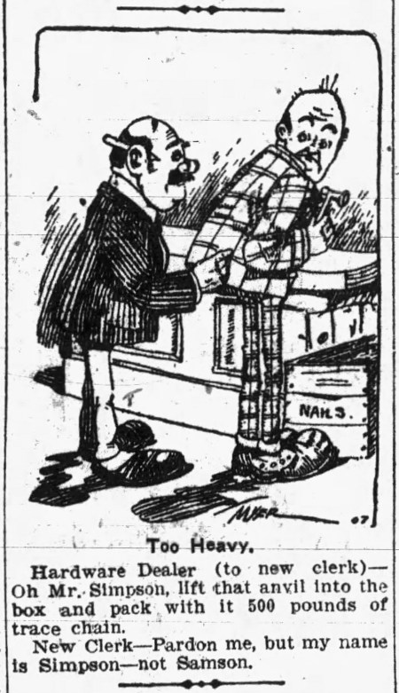 my name is Simpson, not Samson’ - Camden Post-Telegram (Camden, New Jersey) - 10 October 1907