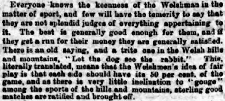 'to let the dog see the rabbit' - The Sporting Life (London) - 17 Feb. 1904