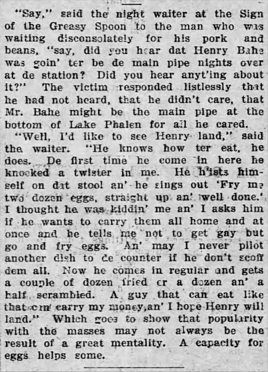 'greasy spoon' - The Saint Paul Globe (St. Paul, Missouri) - 13 July 1898