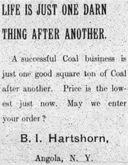 'life is just one darn thing after another' - Angola Record (Angola, New York) - 13 May 1909