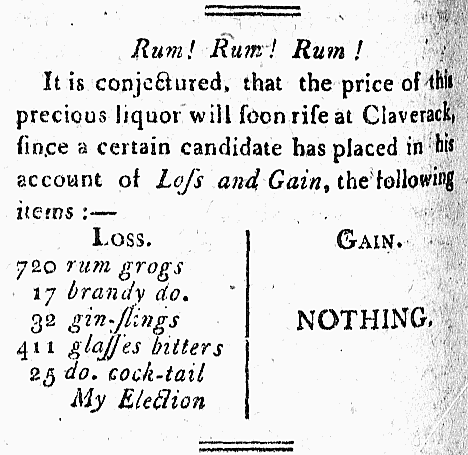 cocktail’ - The Balance, and Columbian Repository (Hudson, New York, USA) - 6 May 1806