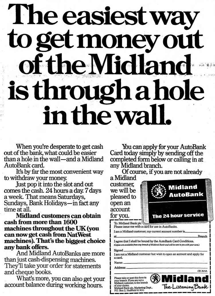 'hole in the wall' Midland Bank - The Observer (London, England) - 26 June 1983