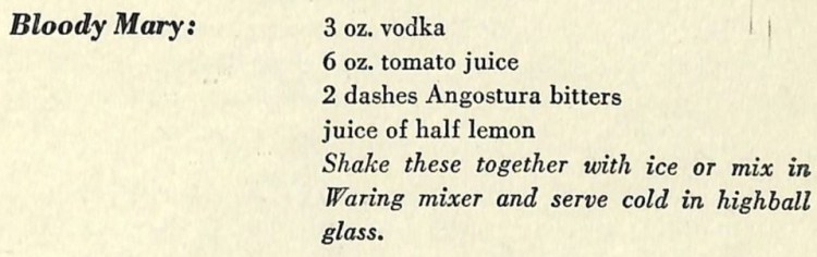 Bloody Mary recipe - The Stork Club Bar Book (1946), by Lucius Beebe