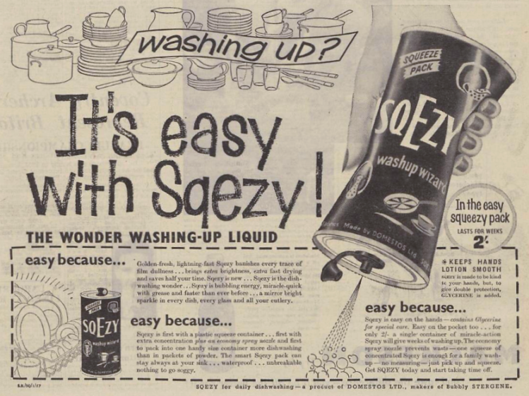first advertisement for Sqezy - Coventry Evening Telegraph (Warwickshire) - 13 June 1957