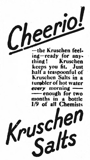advertisement for Kruschen Salts - Yorkshire Evening Post (Leeds, Yorkshire, England) - 10 March 1921