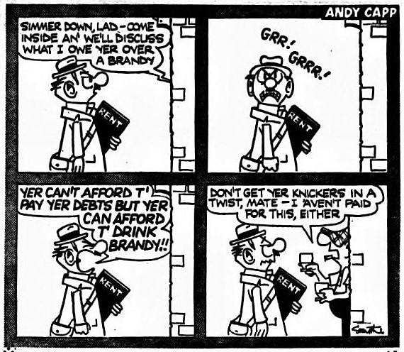 'to get one's knickers in a twist' - Andy Capp - Daily Mirror (London) - 26 January 1971