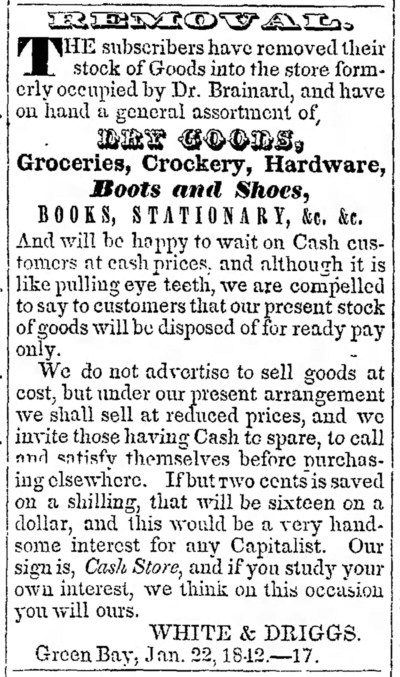 'like pulling eye teeth' - Green Bay Republican (Green Bay, Wisconsin) - 29 January 1842