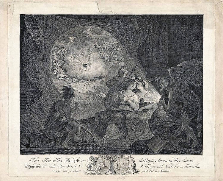 The Tea-Tax Tempest, or the Anglo-American Revolution (1778), attributed to Carl Guttenberg