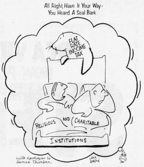 cartoon inspired by The Seal in the Bedroom - The Morning News (Wilmington, Delaware) - 12 July 1982