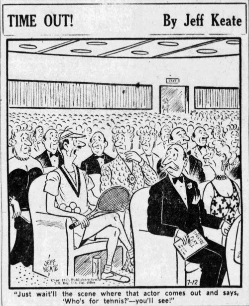 'who's for tennis' Jeff Keate - Daily Intelligencer Journal (Lancaster, Pennsylvania) - 12 July 1951