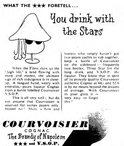 advertisement for Courvoisier - Manchester Guardian (Manchester, Lancashire, England) - 15 October 1956
